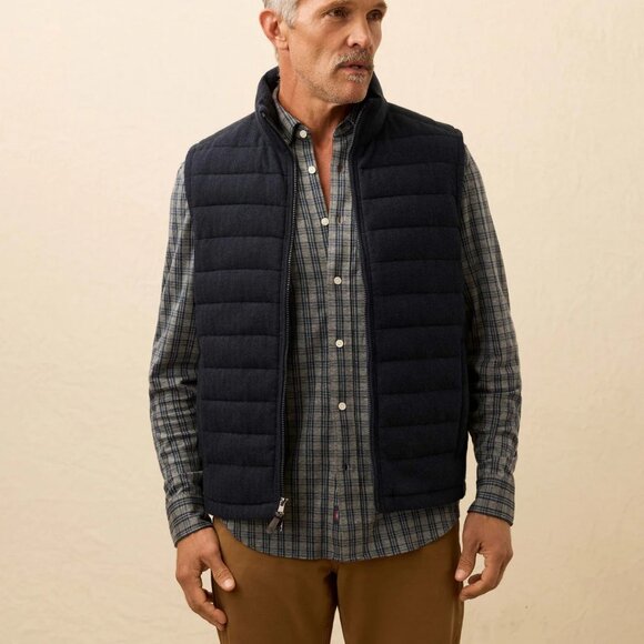 NWT Faherty Teton Valley Quilted Insulated Vest in Navy Heather XL - Picture 1 of 4